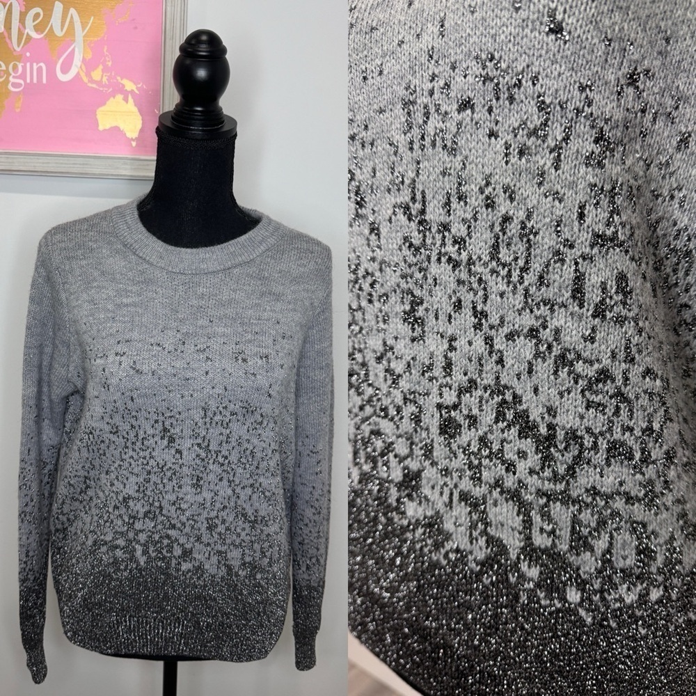 H&M Ombré Silver Sparkle Crew Neck Women’s Sweater (S)